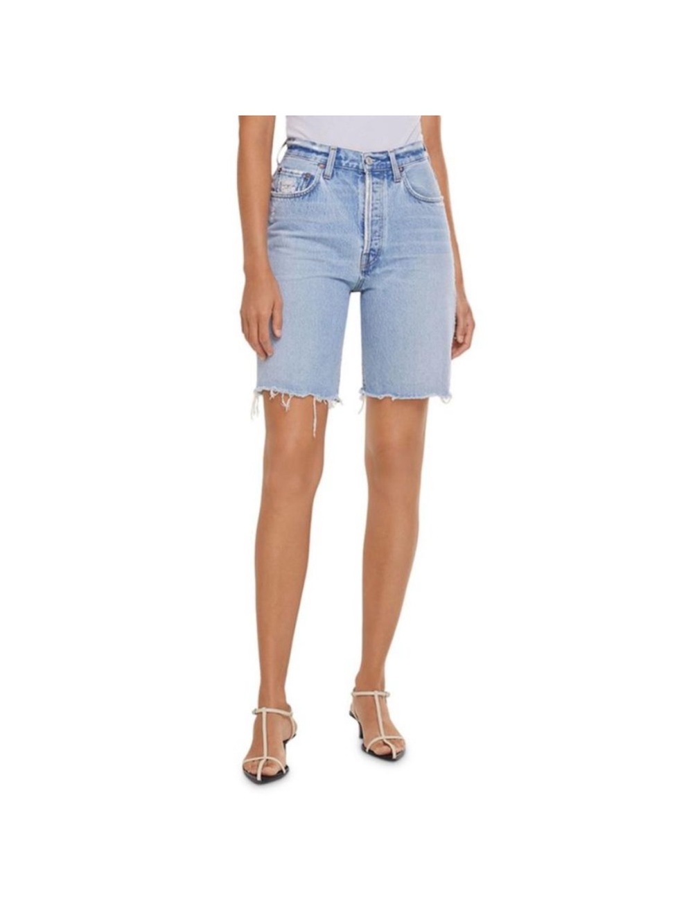 Agolde Light Blue High-Rise Denim Jean Shorts